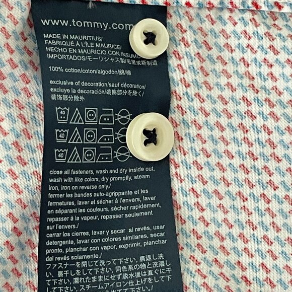 Tommy Hilfiger Cotton Button Down Short Sleeve Custom Fit Red Shirt Medi… - Picture 7 of 8